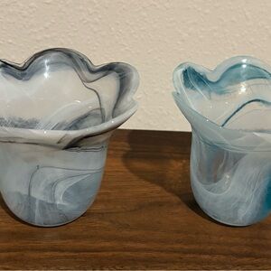 Elegant Swirl Glass Vases - Set of 2